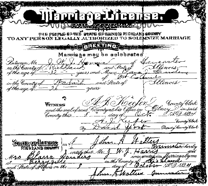 Marriage Record for Clara and John