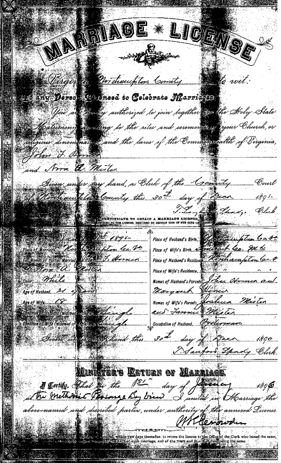 Marriage Record for John and Nora