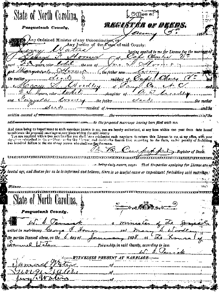Marriage Record for George and Mary
