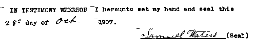 Samuel Waters' signature
