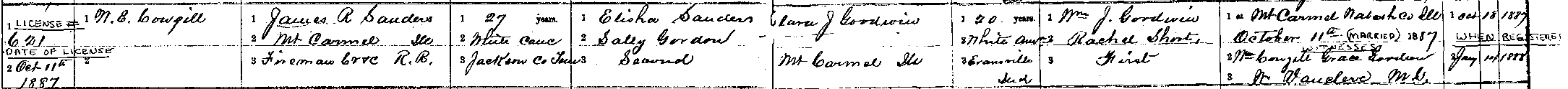 Marriage Record for Clara and James